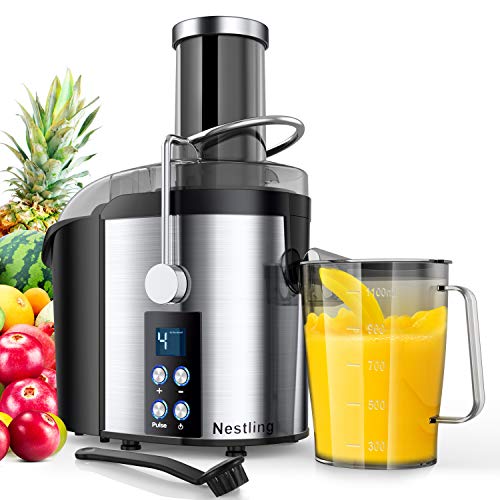 Nestlingu00ae 800W Centrifugal Juicer 4 Speed Juice Extractor Real 3'' Feeder Chute, Powerful Pulse Function, Digital Display Juice Maker Creates More Juice and High Nutrient Juicer Machine