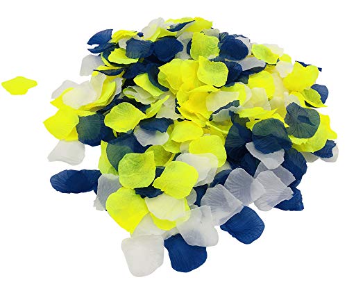 Joinwin 1200pcs Royal Blue White Yellow Silk Rose Petals Wedding Flower Decoration Flower Silk Petals for Valentine Day Wedding