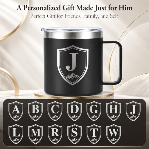 Personalized Gifts for Men, 14 Oz Insulated Coffee Mug with Handle Lid - Image 3