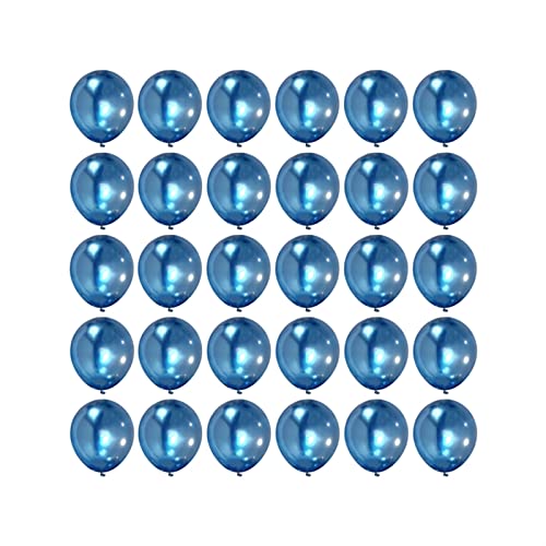 Image of 5 inch Metallic Blue Balloons, 100 pcs Thick Shiny Chrome Blue Latex Party Balloon (Metallic Blue)