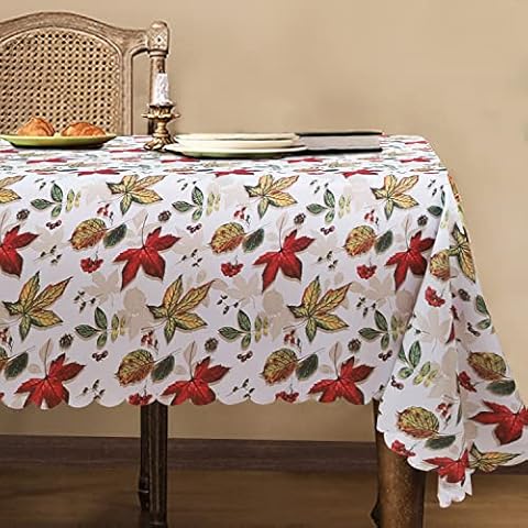 LUSHVIDA Rectangle Fall Tablecloth 60x120 inch Maple Leaves- Washable Wrinkle Resistant Thanksgiving Tablecloth for Fall/Harvest Dinner Party, Banquet, Dining Table Holiday Table Cover Cover
