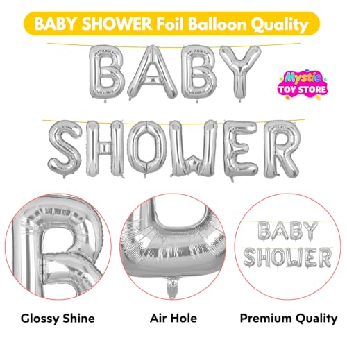 Image of Baby Shower Banner Silver for Home Foil Balloon Decoration Decor Celebration Silver