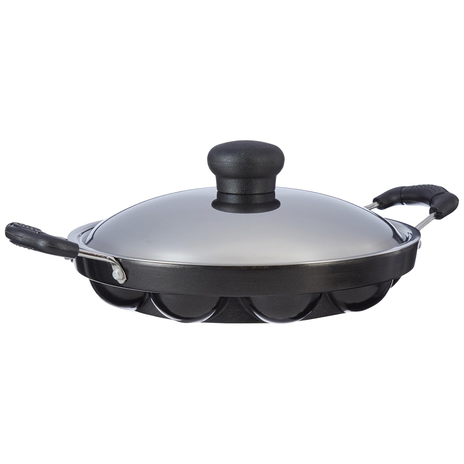 Amazon Brand - Solimo Die Cast Aluminium Nonstick Appam Patra/Paniyarakkal with Ss Lid 12 Cup with Side Handle, Black (B0CTQXBKLN) Amazon Price History, Amazon Price Tracker