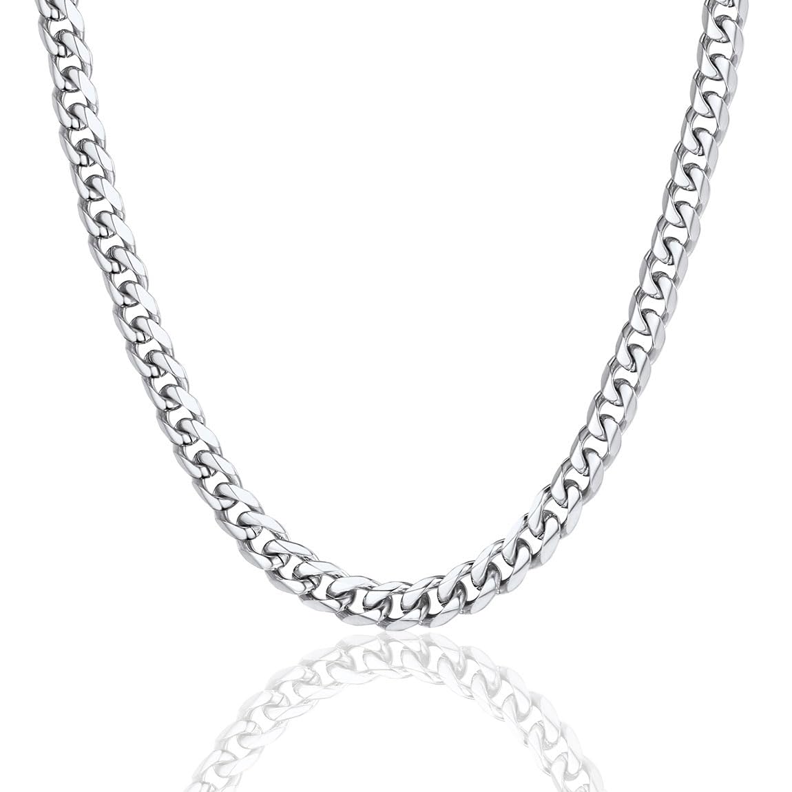 ChainsPro Stainless Steel Cuban Link Chains for Men,Silver/Black/Gold Plated Miami Cuban Chain Necklace 3/6/9/12mm Width,14"-30" Durable Mens Jewelry Gifts for Father's Day Valentine's Day Christmas