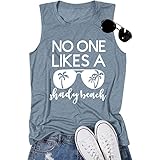 No One Likes A Shady Beach Tank Tops Women Summer Beach Tanks Sleeveless Graphic Hawaiian Vacation S