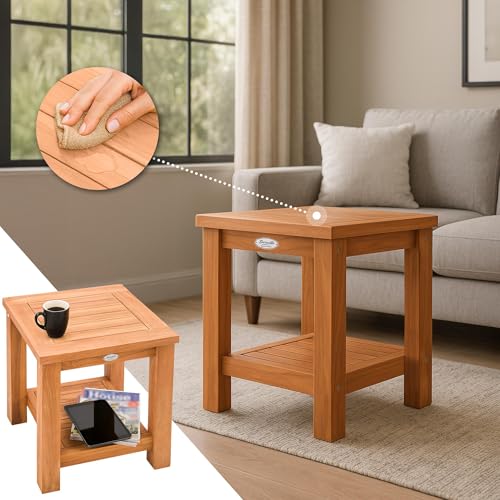 Table en Teck pour Le Jardin Keaton CLP Meuble Appoint Terrasse - 5