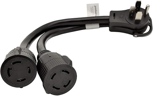 Miniatura 4 de Parkworld Cable divisor 61490 V 14-50P a (2) L14-30R, RV 50 AMP 4 clavijas 14-50 enchufe macho a NEMA (2) receptáculo de bloqueo giratorio hembra