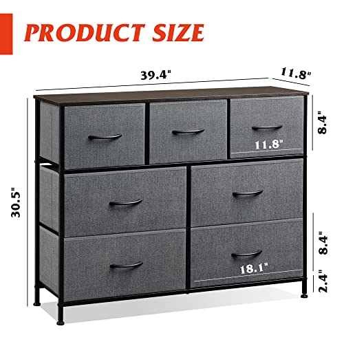 image for WLIVE 7 Drawer Dresser TV Stand, Entertainment Center, Media Console T