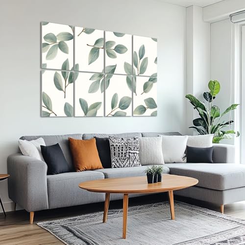 8 Pack Paneles Acústicos de Arte Absorbentes de Sonido Diseño Hojas Verdes Decorativo Autoadhesivos para Estudios de Grabación Oficina 48"x32" miniatura 6