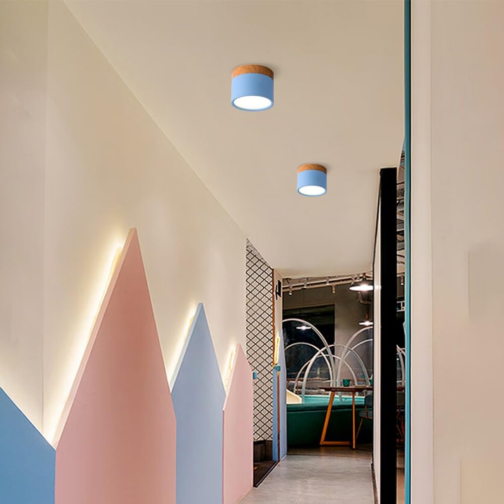 Sufitowa oprawa oświetleniowa Macaron Downlight, montaż natynkowy, oświetlenie sufitowe LED w kształcie cylindra do salonu, przedpokoju, kuchni, jadalni, holu, 6000K(Blue)