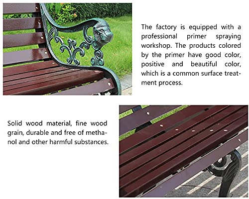 Patio Garden Bench Outdoor Reception Bench Chair, Outdoor Solid Wood Bench, Cast Iron Frame And Anticorrosive Solid Wood Park Garden Bench, Outdoor Furniture Metal Retro Terrace Bench ( Color : Black #TOP4