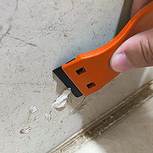 Image of EHDIS 1.5 inch Plastic Razor Scraper Tool with 10pcs Double Edged Blades for Adhesive Remover,Removing Labels Stickers Decals Taping on Glass Windows(Orange)