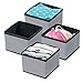 mDesign Set da 4 organizer armadi in polipropilene – Contenitori salvaspazio quadrati per biancheria intima come reggiseni, calze, ecc. – Ideali anche come scatole per giocattoli – grigio scuro/nero