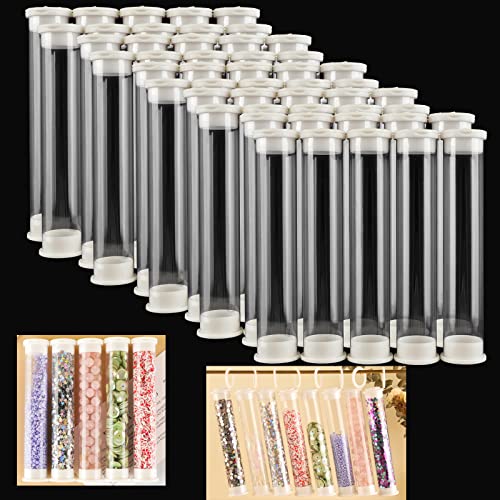 Image of BAOFALI 50Pcs Large Clear Plastic Empty Tubes Storage Transparent Plastic Test Tube Container Both Ends with Lid Tubes Bead Container Set forDIY Craft Supply Storage Candy Storage(5 x1inch)