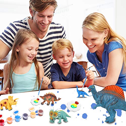 Auney Kids Dinosaur Painting Kit, DIY Dinosaurs Toys Art and Craft Supplies Set 3D Painting Animal Set for Boys Girls Age 3 4 5 6 7 Years Old
