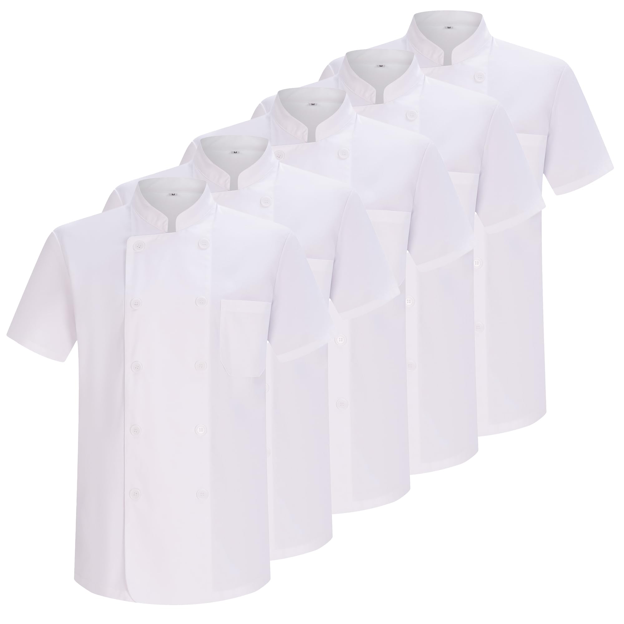 MISEMIYA Men's Confezione 5 Unità-Giacche Da Chef Mz-5-8421b Jacket, White, L (Pack of 5)