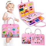 Melhores Brinquedos para 1 ano a 2 anos de 2025 2 Brastoy Placa de Montessori Sensorial para Crianças Maleta Educativa Brinquedo (Rosa)
