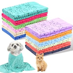 12 Pcs Microfiber Dog Towels for Drying Dogs, 20 x 40 Inch Quick Dry Absorbent Pet Towels for Dogs, Puppy Cat Bathing Grooming Travel Supplies (12 Colors)