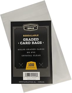 (1pk of 100) Cardboard Gold CBG Graded Card Pro Sleeves Next Generation Archival Protection PRO Sleeves Keeps Graded Sports and Gaming Cards Ultra Protected