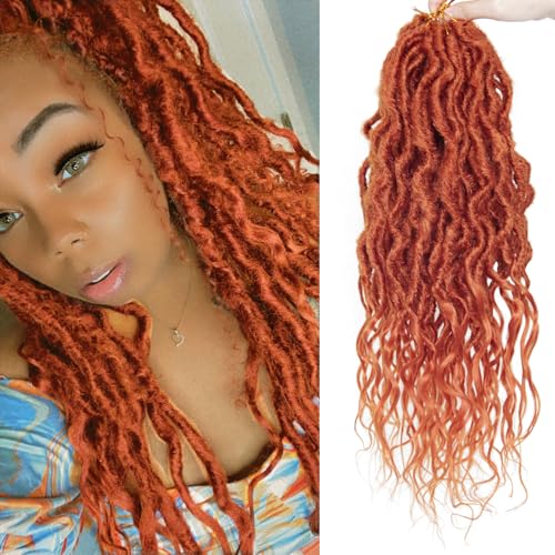 8Packs Faux Locs Crochet Hair 18Inch Crochet Locs With Curly Ends,Orange Crochet Hair Soft Locs Boho Faux Locs Crochet Braids Synthetic Dreadlock Extensions(Orange, 18Pack of 8))