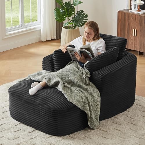 Sillón lounge boneless de pana negro
