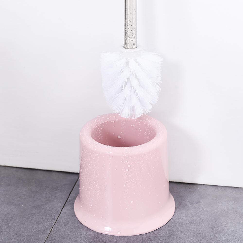BOLLAER Toilet Brush And Holder Set - Modern Long Handle Brush With Splash Guard (Pink)