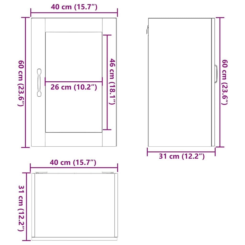 vidaXL Armario de Pared para Cocina con Puerta de Cristal Porto Blanco, Unidad de Pared de Cocina, Armario para Pared de Cocina, Armario de Cocina en la Pared