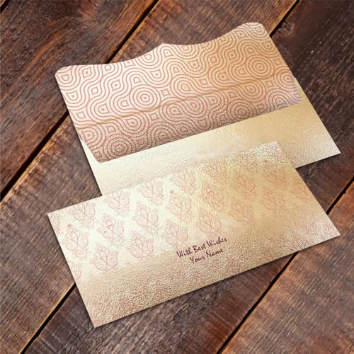 Image of Brown Cloud Customised Shagun /Money /Gift Envelope /Lifafa printed on Pearl finish card with inside printing with Personalized Message /Name for festivals /events (SE IN 07)(Pack of 20)