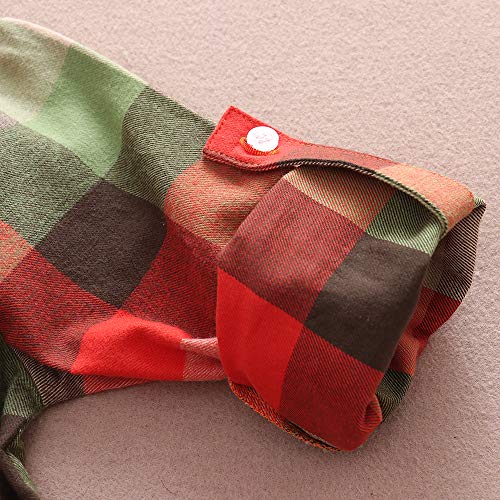 Image of Phorecys Girls' Plaid Flannel Shirt Long Sleeve Button Down Buffalo Checkered Shirt 2T-10 Years
