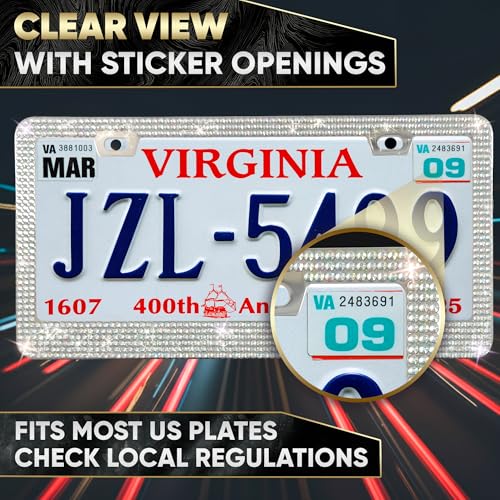 Marco de matrícula brillante con diamantes de imitación - $14.96