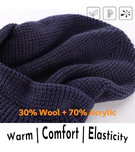 Bonnet en laine mélangée double couche thermique ultra isolant - 4
