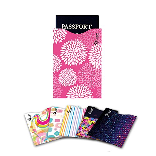 Credit Card Sleeves, I3C Anti Theft Credit Card RFID Blocking Sleeves Protector Passport Holder Sleeves 5 Credit Card Sleeves, 1 Passport Sleeves (Pink)
