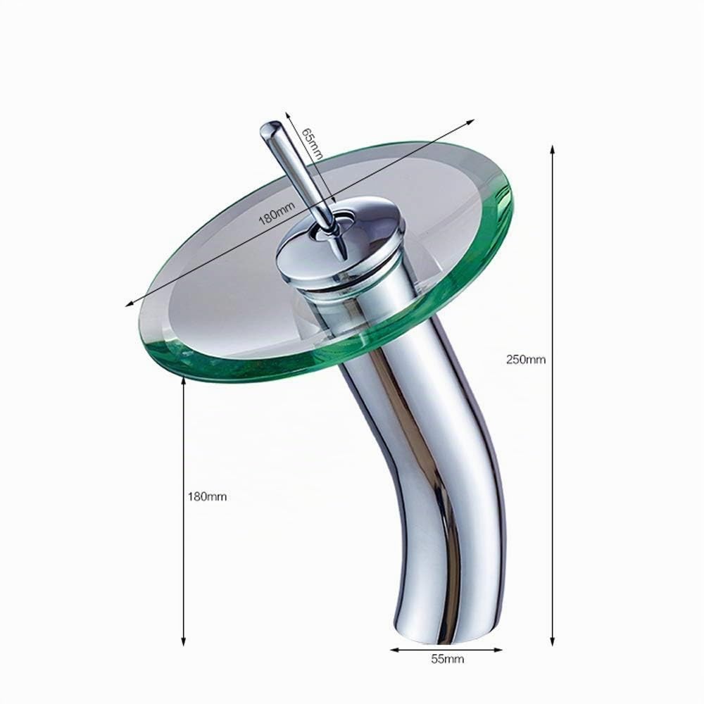 Robinet de lavabo Cascade en Verre Salle de Bain Baignoire évier mitigeur mitigeur Robinet d'eau de Cuisine Finition en Laiton chromé, robinets d'évier de Cuisine Needed