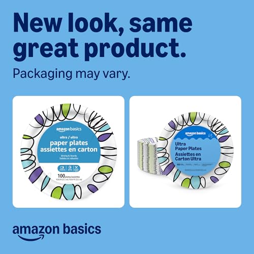 Image of Amazon Basics Ultra Paper Plates, 10 Inch, Disposable, 100 Count, Packaging May Vary