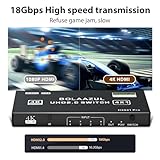 BolAAzuL HDMI Switch 4 in 1 Out 4K@60Hz, HDMI Port Expander with Remote 4 Port Switcher Selector Box Support 3D HDR HDCP2.2 Compatible with PS5/4/3 Xbox Nintendo Switch Roku TV Fire Stick Black - Image 4