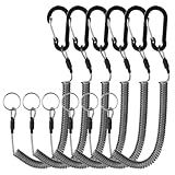 ElevateTech Spiral Schlüsselanhänger 6 Stück Spiralkabel Schlüsselkette Mit Karabiner Elastisch Sicherungsband Sicherungsseil Outdoors Spiralkabel für Angeln Bootfahren Camping Outdoor (schwarz)