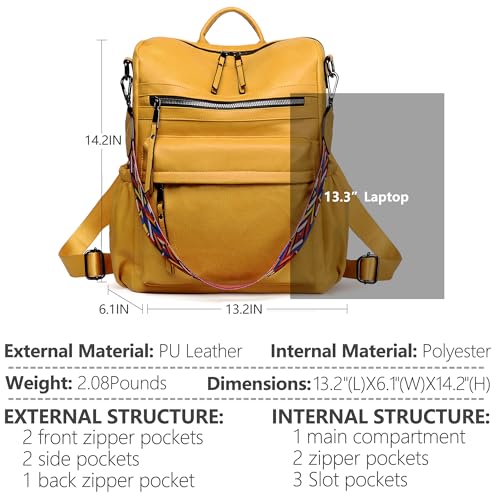Image of Dora & Liz Womens Backpack Purse Leather Backpack Purse for Women Travel Fashion Backpack Designer Ladies Shoulder Bags