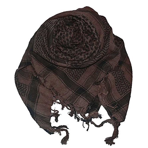 Harrys-Collection PLO-Schal 100% Baumwolle - 100x100 cm - Handgefertigt Schwere Qualität 180g - Palästinensertuch Kufiya Shemagh für Damen & Herren Farben:dunkelbraun