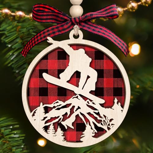 HUNIGIFT Snowboard Ornaments for Christmas Tree - Snowboarding Christmas...