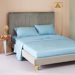 Color sólido Banda elástica Hoja Ajustada Matchón de Cama de Cama Queen Cover Lake Azul 180cmx200cm 3 Piezas Conjunto