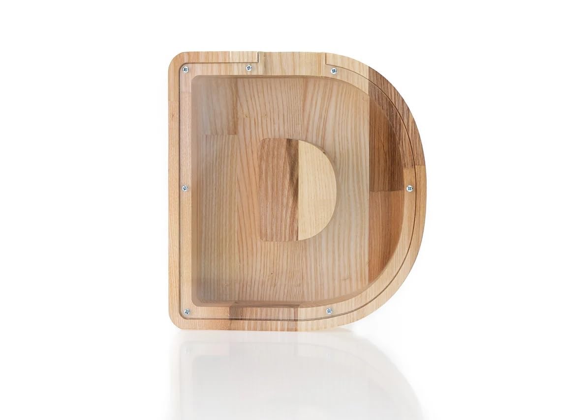 ANAIZA Wooden Alphabet Piggy Bank A to Z – Personalized Letter Coin Bank for Kids, Toddlers – Educational Montessori Toy – Durable Clear Front Money Box (D) 3