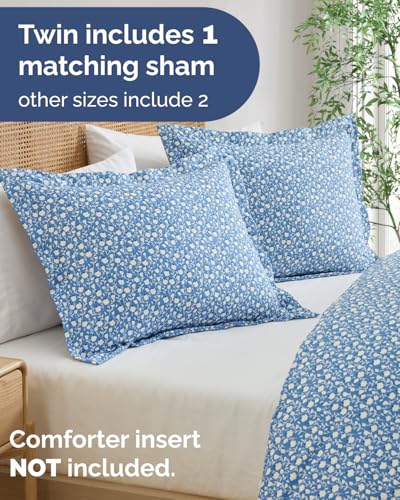 Image of Duvet Cover Twin /TXL Size - Floral Duvet Cover - 2 Piece - Bluefield