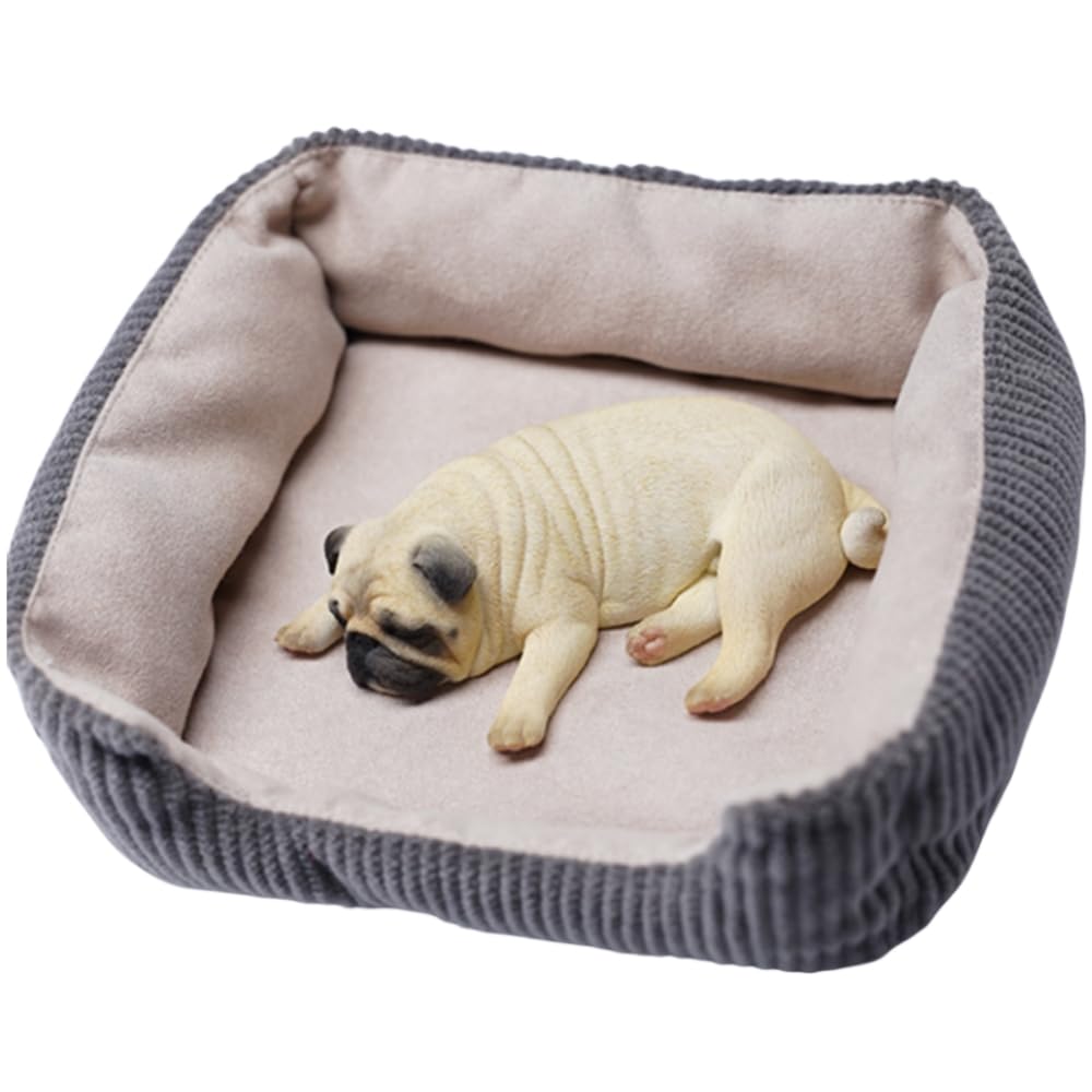 1/6 パグ Pug 犬 「おやすみモード」 うつ伏せ 仰向け 2種 ＆ ベッド 1/6 パグ Pug 犬 「おやすみモード」 うつ伏せ 仰向け 2種