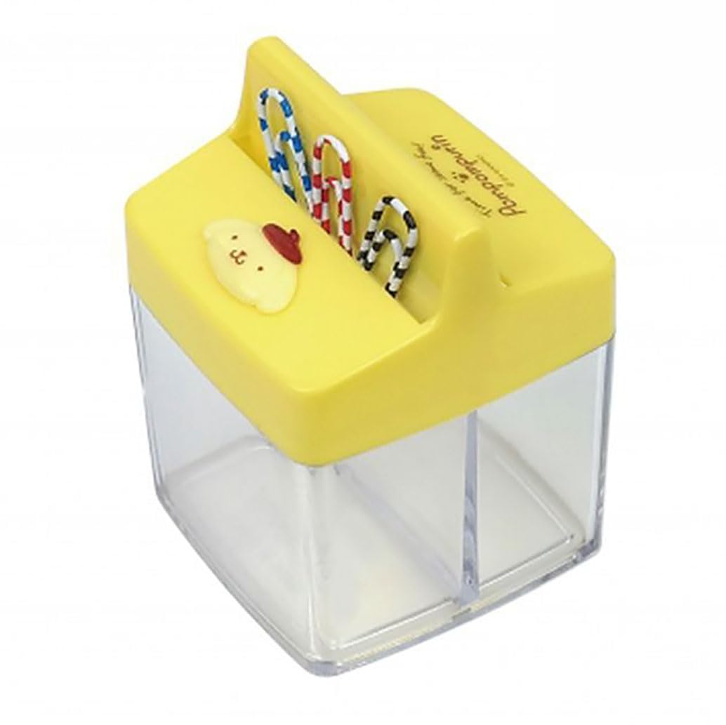 LENITH Cute Animal Faced Pompompurin Paper Clip Dispenser Magnetic Lid Boxes with 6 Paper Clips Case