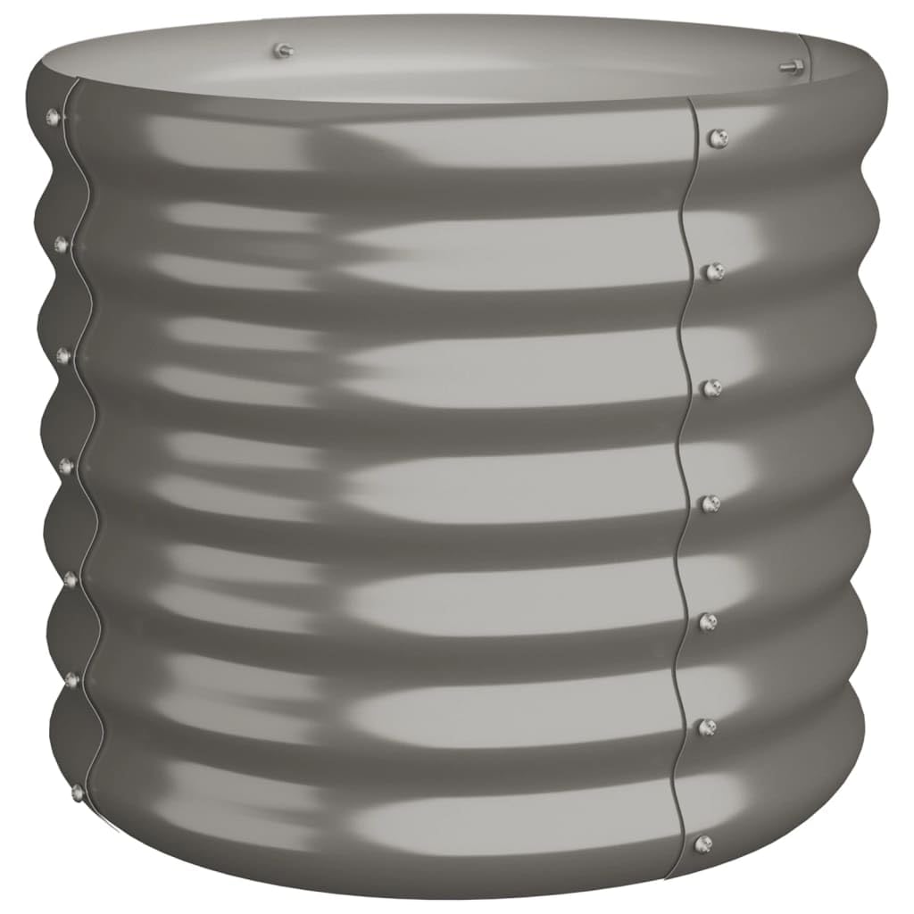 vidaXL Powder-Coated Steel Garden Planter 15.7"x15.7"x14.2" - Durable Outdoor Plant Pot with Ample Space - Weather-Resistant, Gray