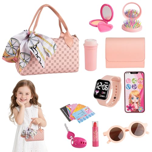 Sac à main pour petites filles avec accessoires – Ensemble de maquillage pour tout-petits – Mon premier ensemble de sac à main comprend un sac à main, un...