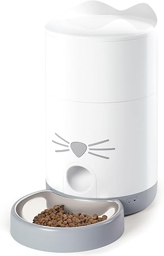 Catit - Alimentador inteligente PIXI - Dispensador automático de alimentos para gatos - Comedero para mascotas con dispensador de alimentos secos,