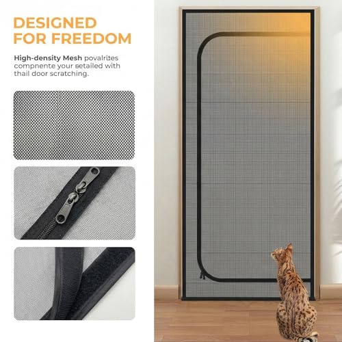 Cat Screen Door, Easy Zipper Tool-Free Washable Ventilated | Easy zipper access, Tool-free install, Washable, Ventilated, For home and garden - Image 7