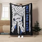SuperBingo Best Dad Ever Blanket Dad & Fist Bump with Us Flag Blanket Gifts for Daddy Papa Grandpa G