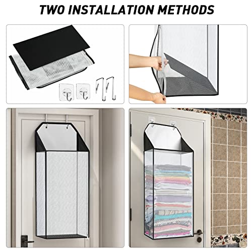 Maxgear MAXGEAR-HANGING HAMPER-BLACK-2 PACK Hanging Laundry Hamper, Over The Door Hamper With 2 Kinds Of Hooks For Dirty Clothes Organizer, Mesh Wall Hanging Laundry Basket thumb #6